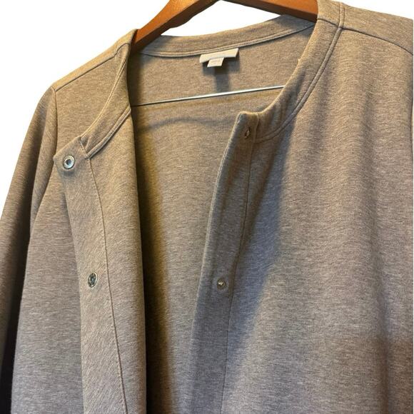 PureJill Women's brown taupe Heavyweight Ponte Knit Snap Front Jacket L Large - Picture 4 of 6